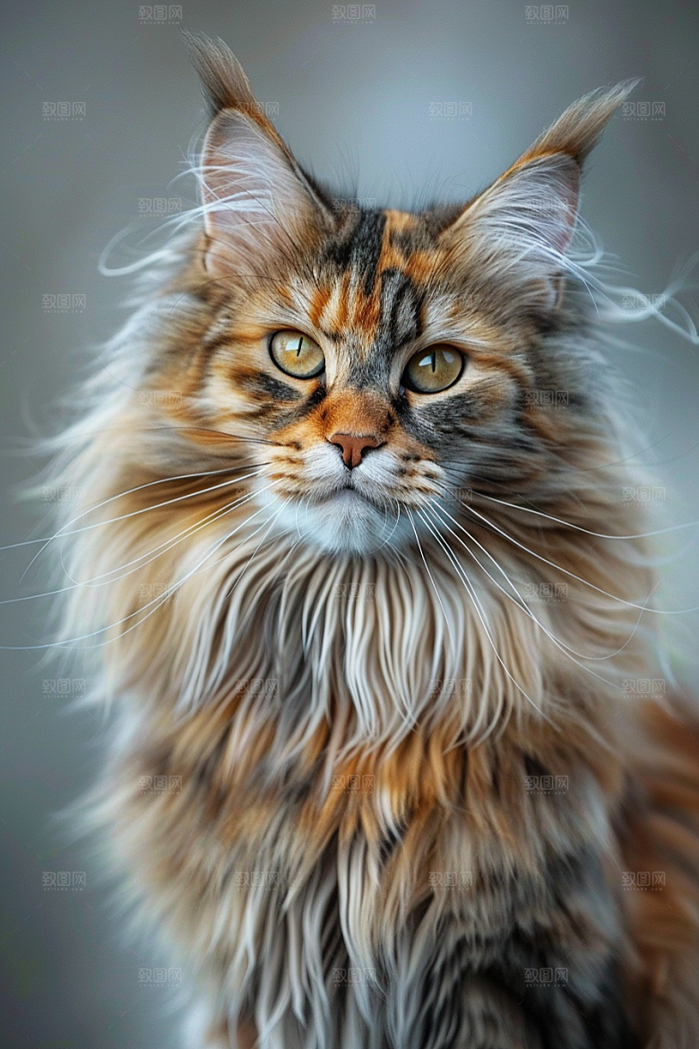 缅因猫养宠可爱摄影图