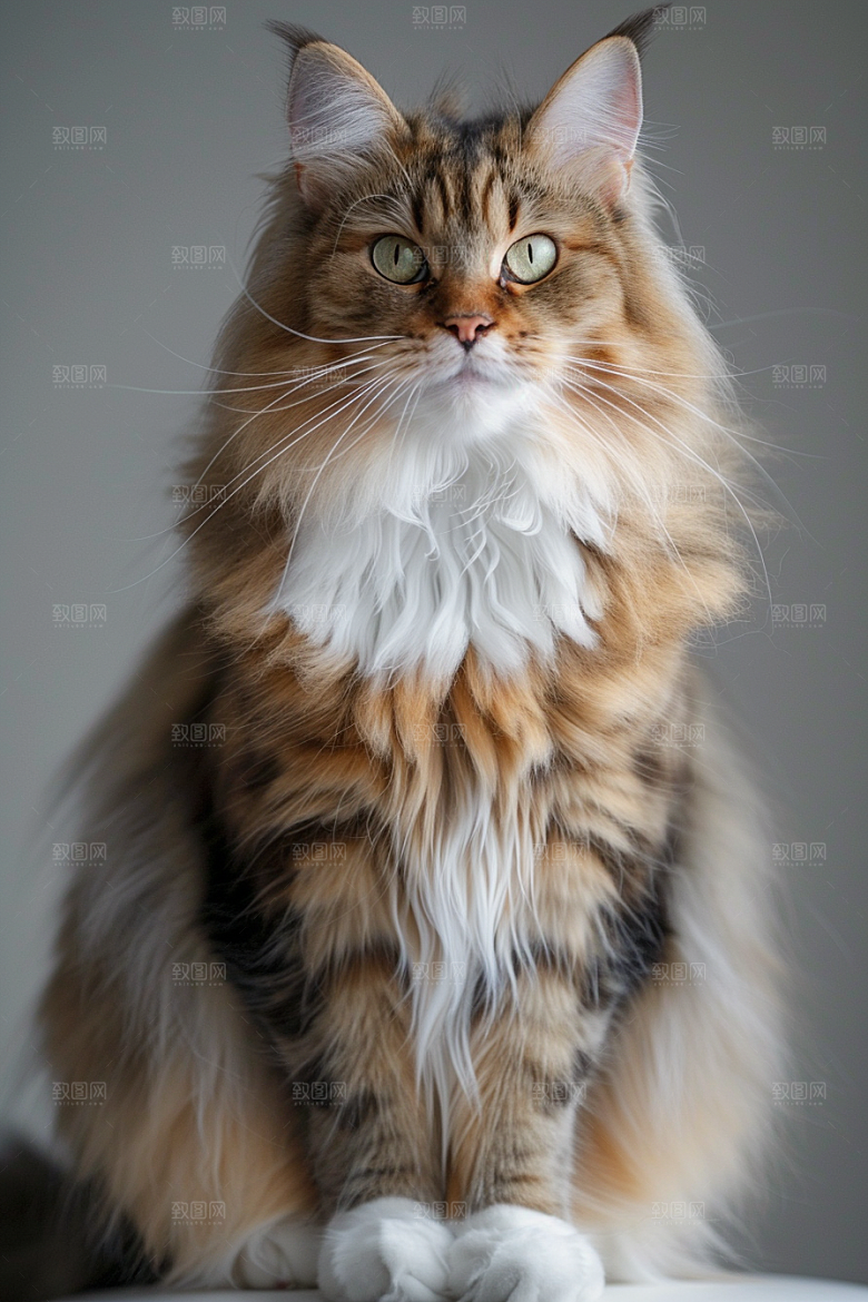 缅因猫毛茸茸小动物摄影图