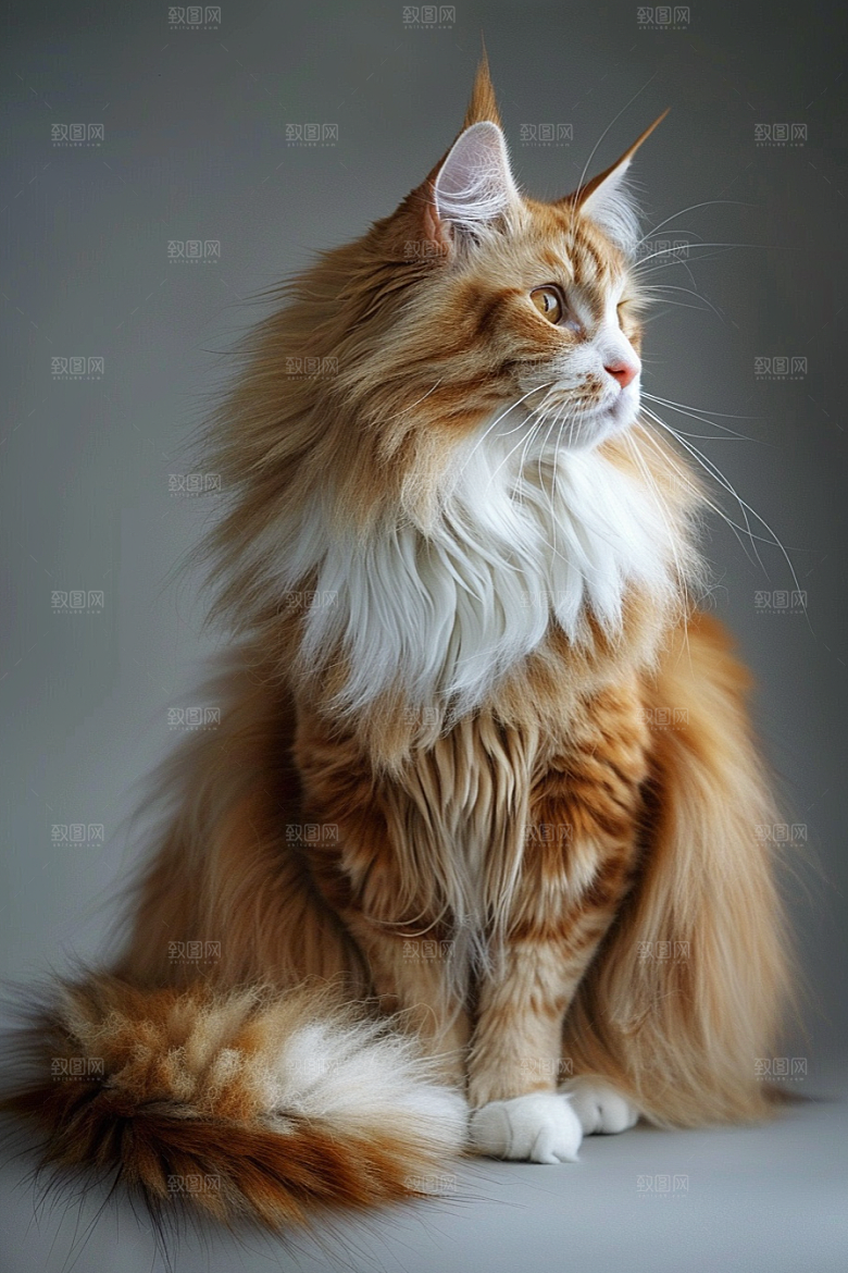 缅因猫品种猫可爱摄影图