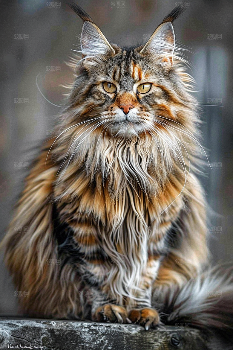 缅因猫宠物猫可爱摄影图