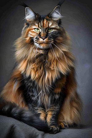 缅因猫品种猫宠物猫摄影图