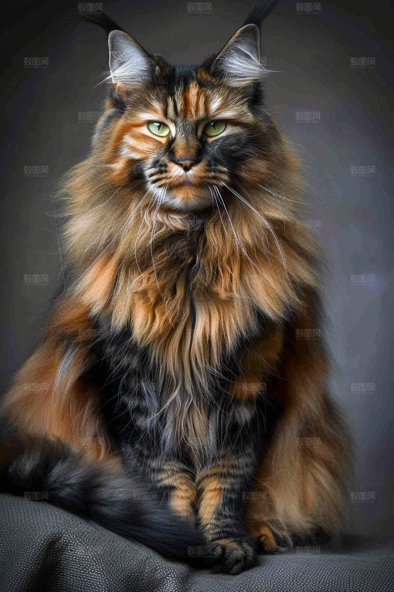 缅因猫品种猫宠物猫摄影图