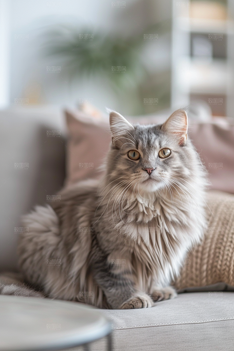 缅因猫毛茸茸宠物猫摄影图