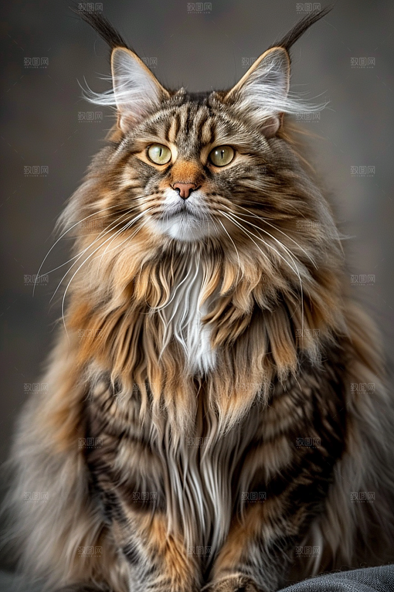 缅因猫家居生活宠物猫摄影图
