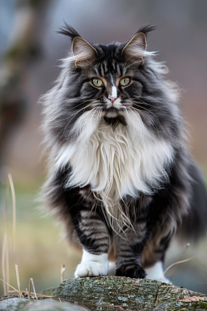 缅因猫宠物猫养宠摄影图