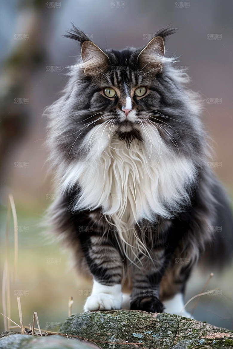 缅因猫宠物猫养宠摄影图