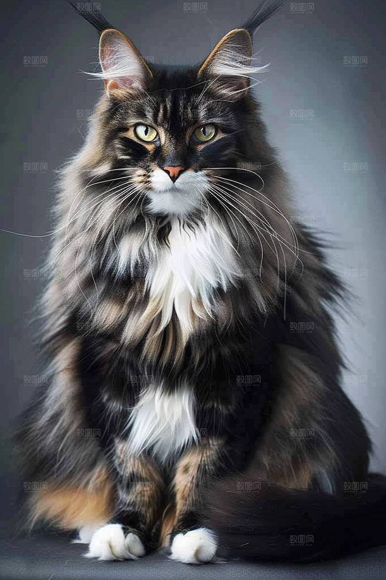 缅因猫宠物猫高清摄影图
