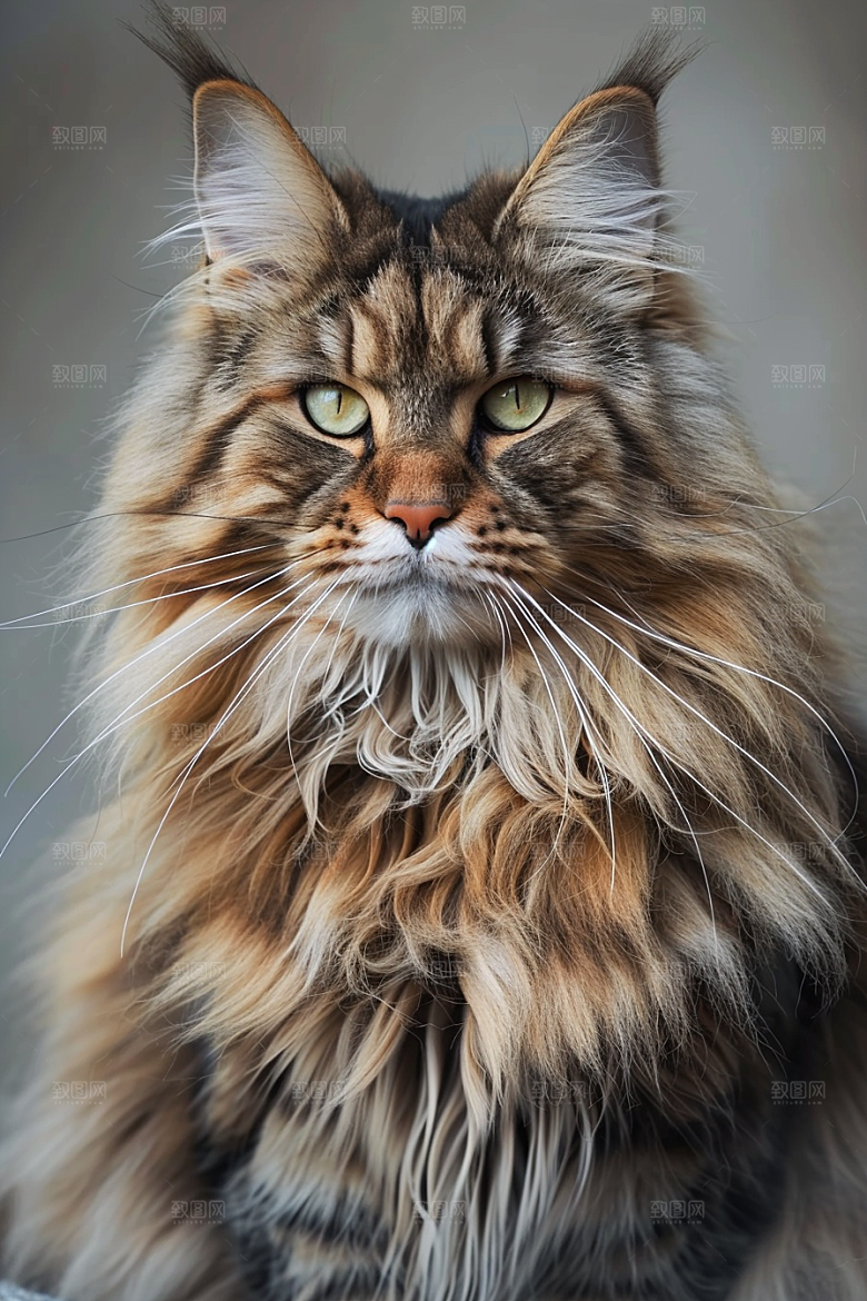 缅因猫品种猫家居生活摄影图