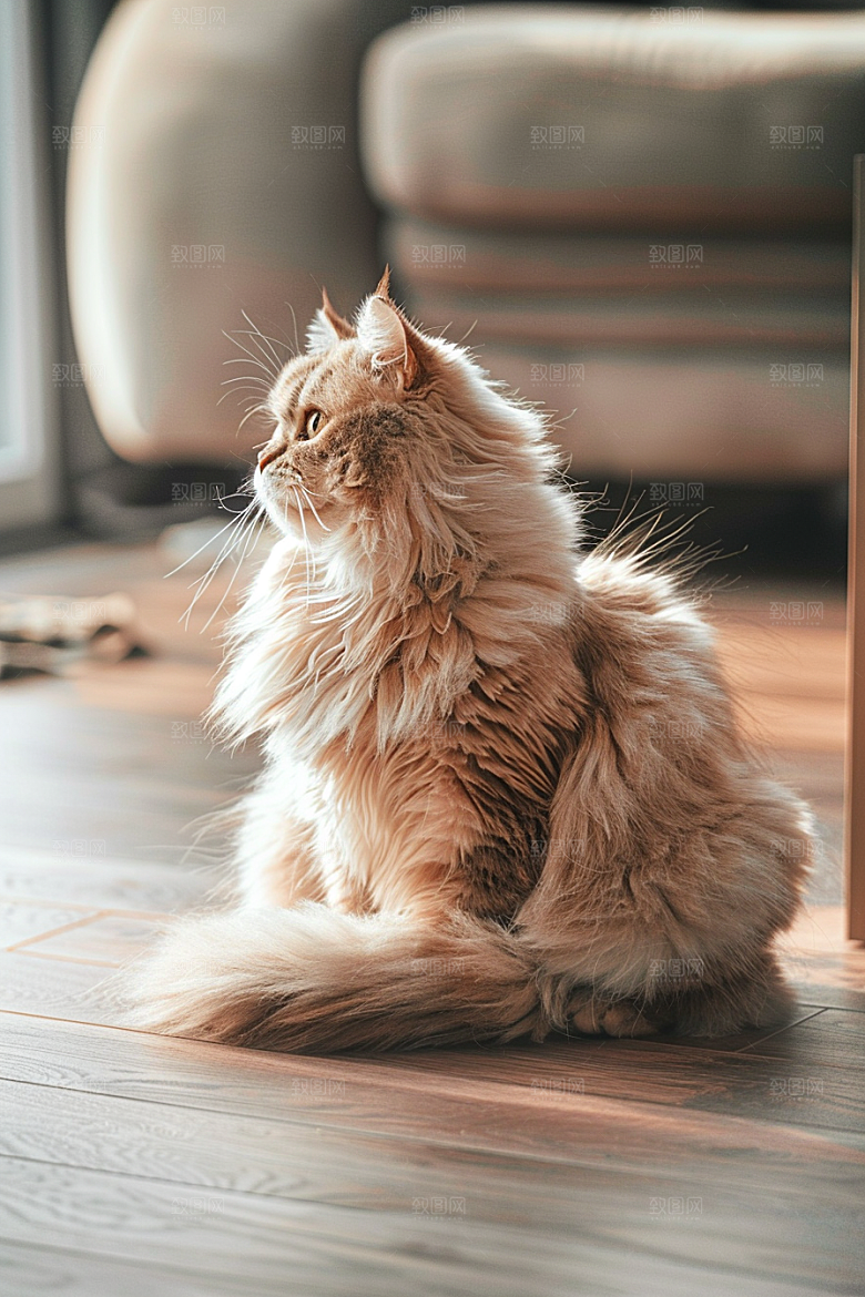 缅因猫宠物猫陪伴摄影图