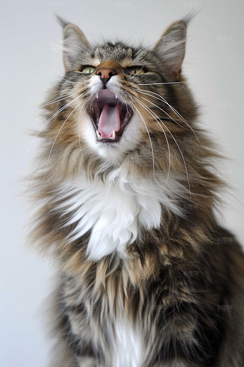 缅因猫陪伴品种猫摄影图