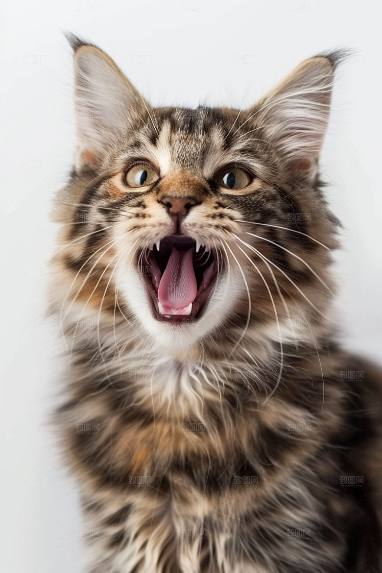 缅因猫陪伴可爱摄影图