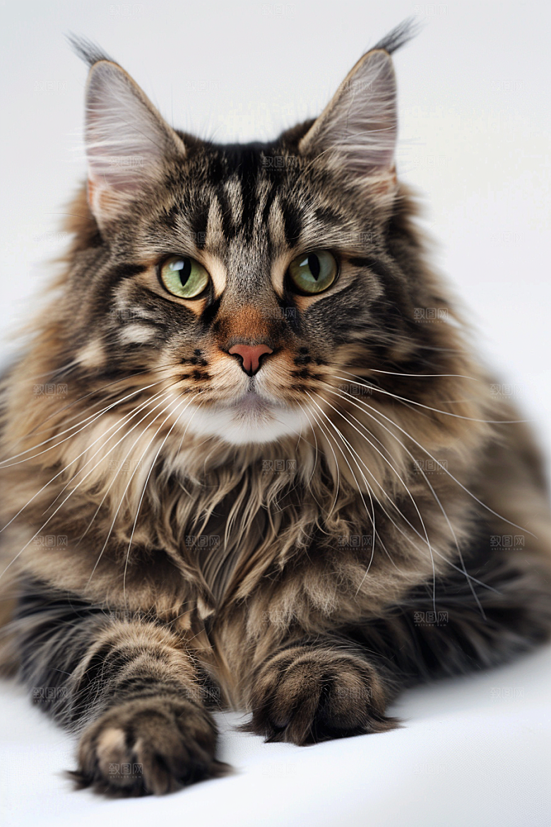 缅因猫高清陪伴摄影图
