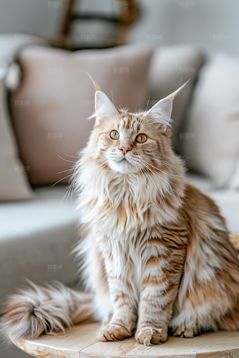 缅因猫宠物猫毛茸茸摄影图