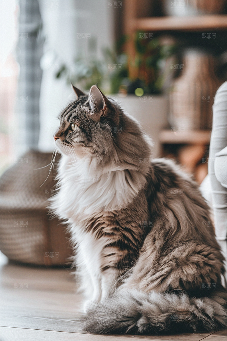 缅因猫可爱品种猫摄影图