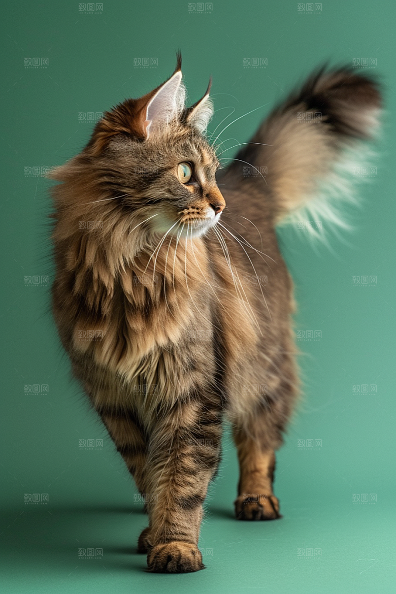 缅因猫品种猫长毛猫摄影图