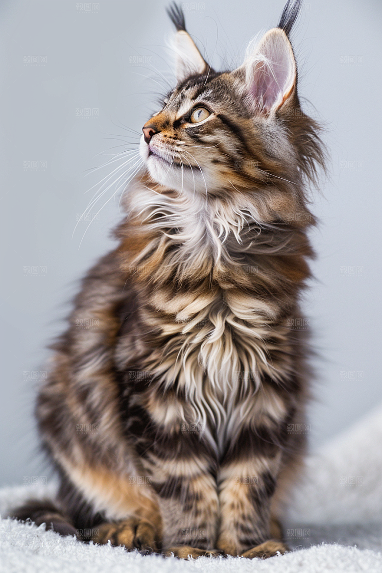 缅因猫毛茸茸宠物猫摄影图