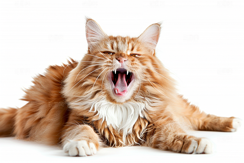 缅因猫毛茸茸家居生活摄影图