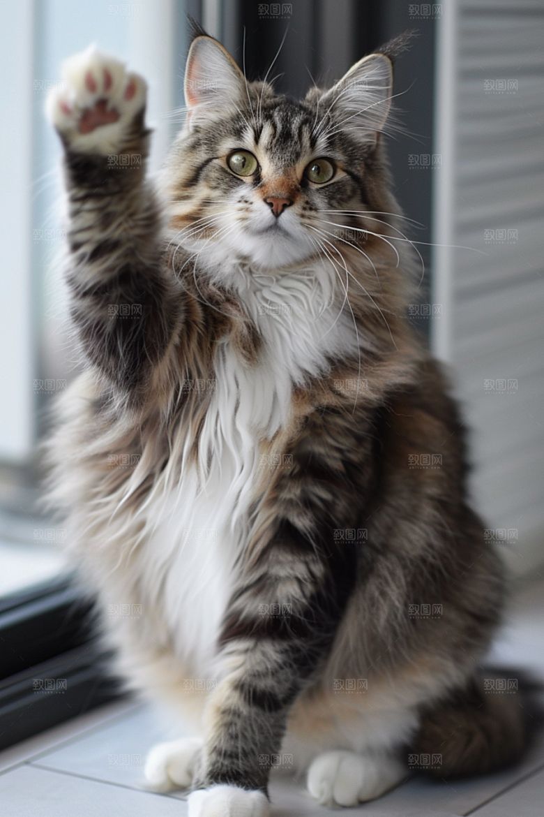 缅因猫可爱毛茸茸摄影图