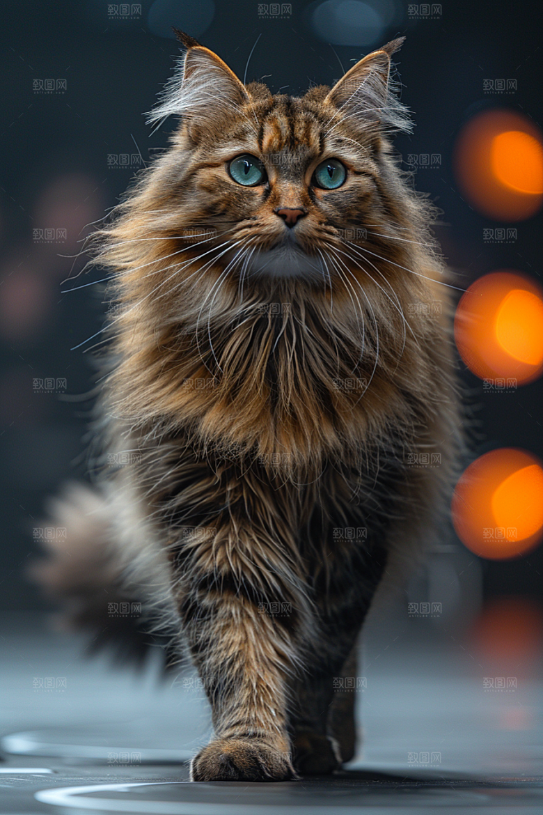缅因猫毛茸茸养宠摄影图