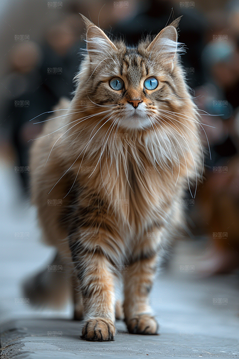 缅因猫品种猫毛茸茸摄影图