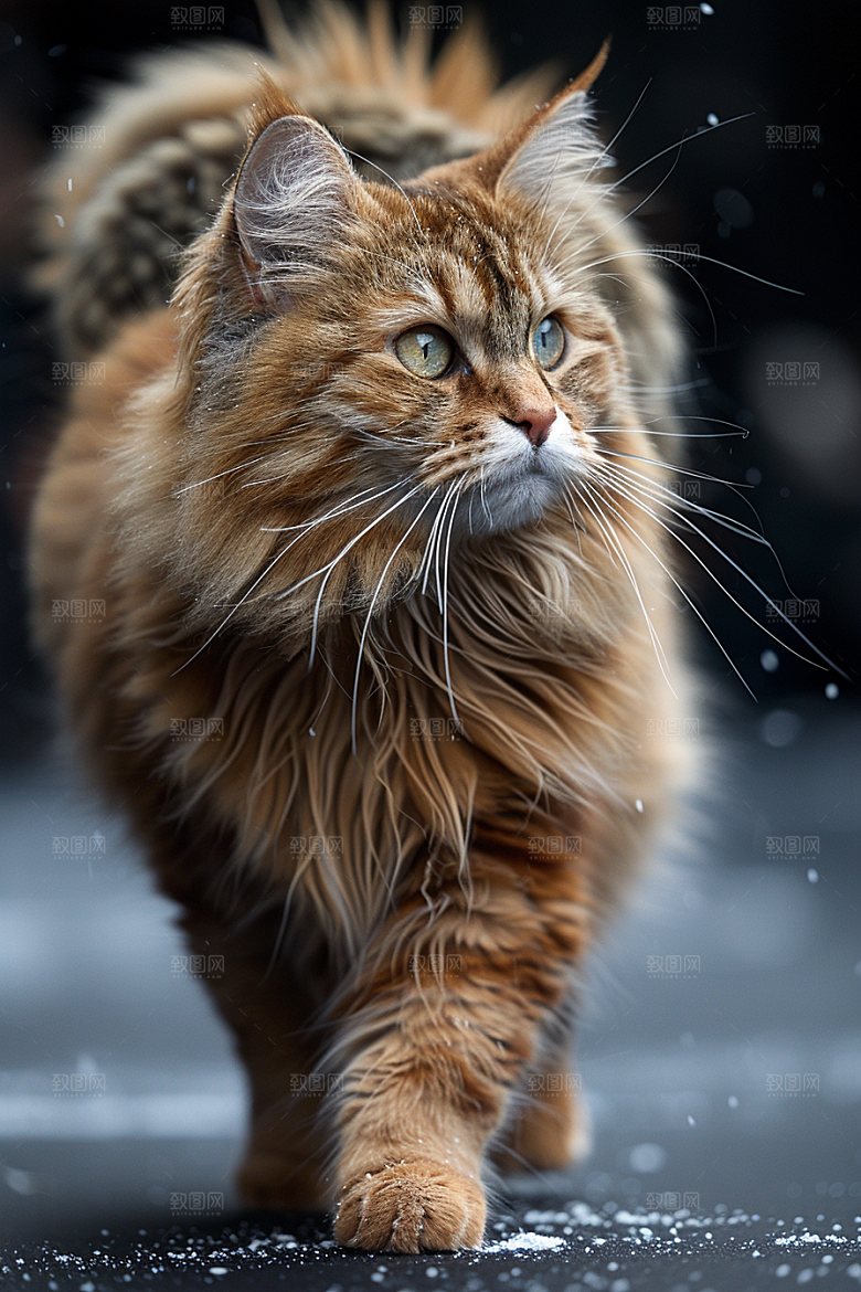 缅因猫高清宠物猫摄影图