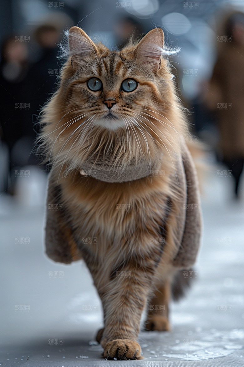 缅因猫小动物家居生活摄影图