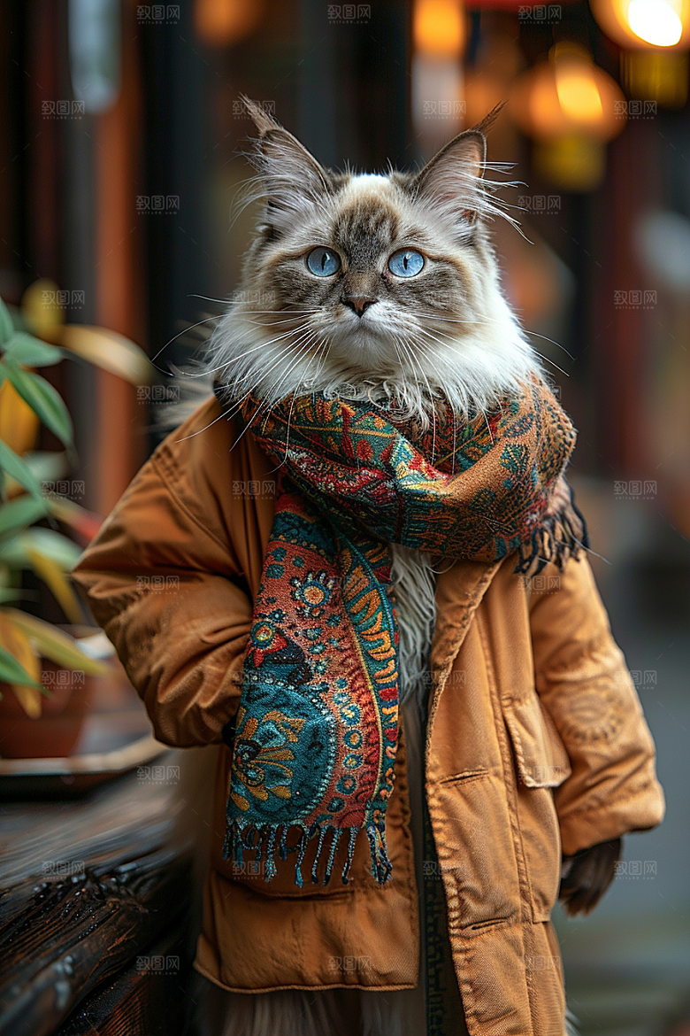 缅因猫小动物家居生活摄影图