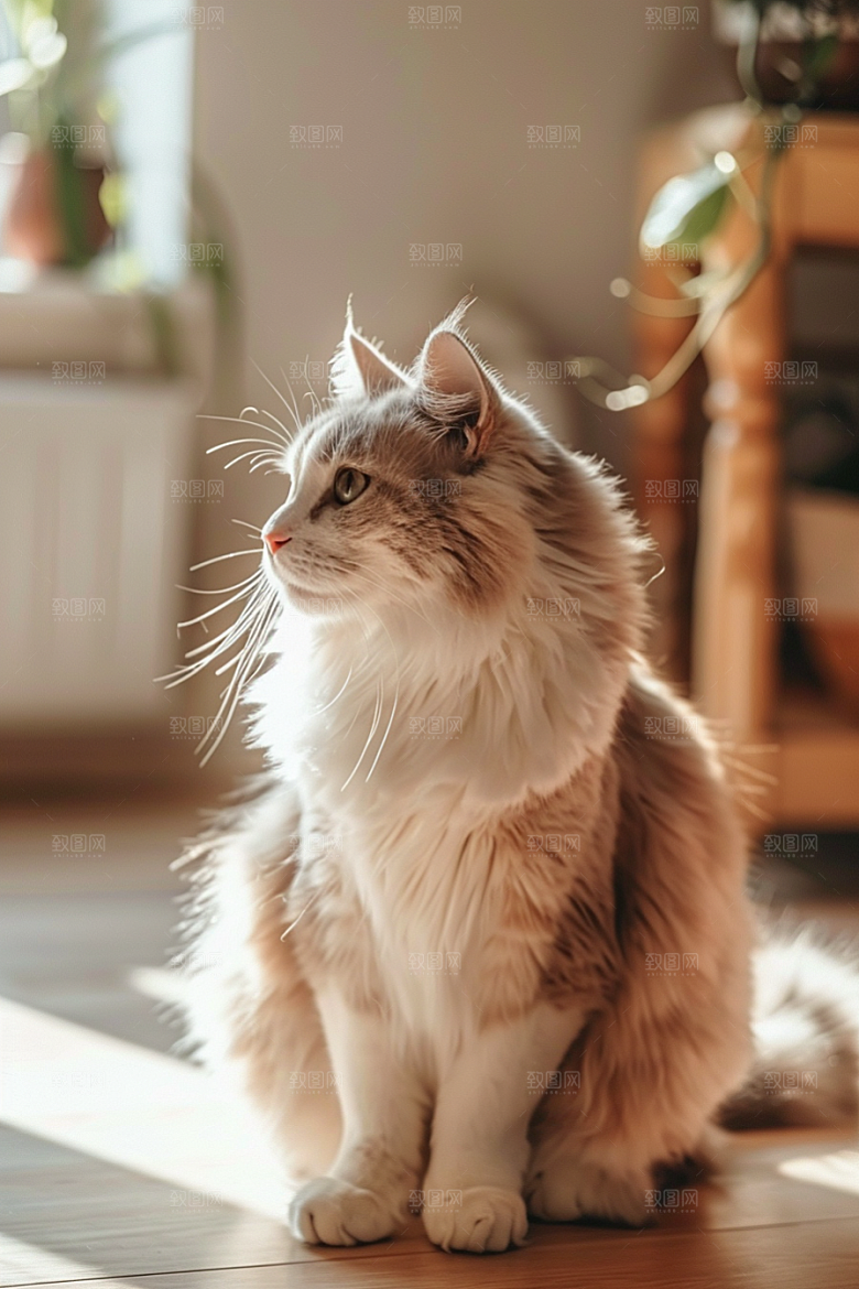 缅因猫可爱品种猫摄影图