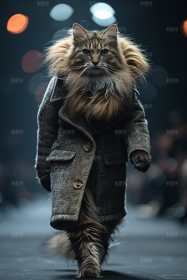 缅因猫宠物猫可爱摄影图