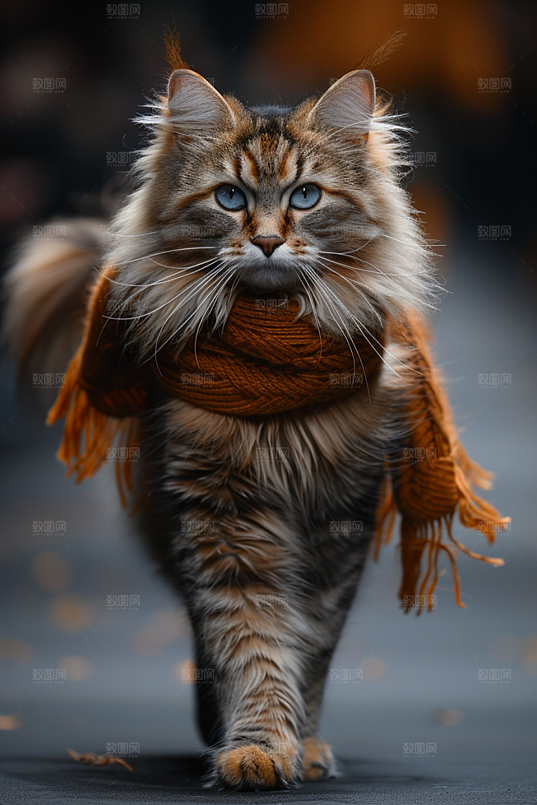 缅因猫养宠毛茸茸摄影图
