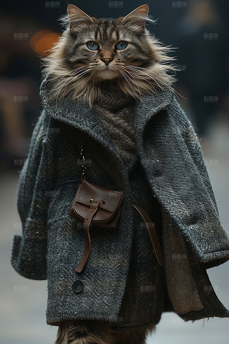 缅因猫长毛猫可爱摄影图
