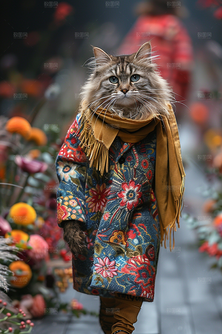 缅因猫品种猫小动物摄影图