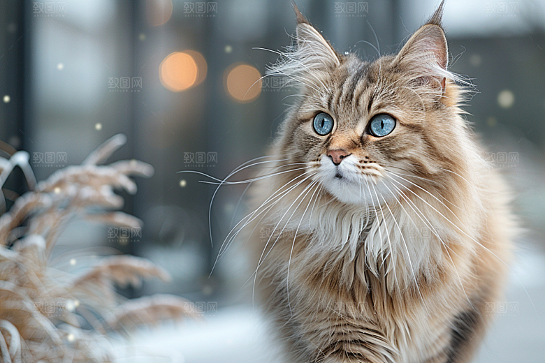 缅因猫可爱长毛猫摄影图