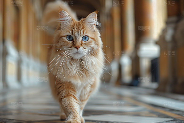 缅因猫毛茸茸长毛猫摄影图
