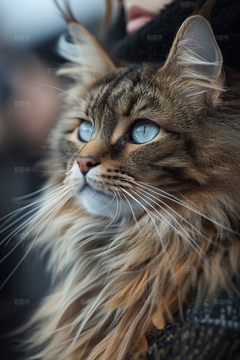 缅因猫长毛猫毛茸茸摄影图