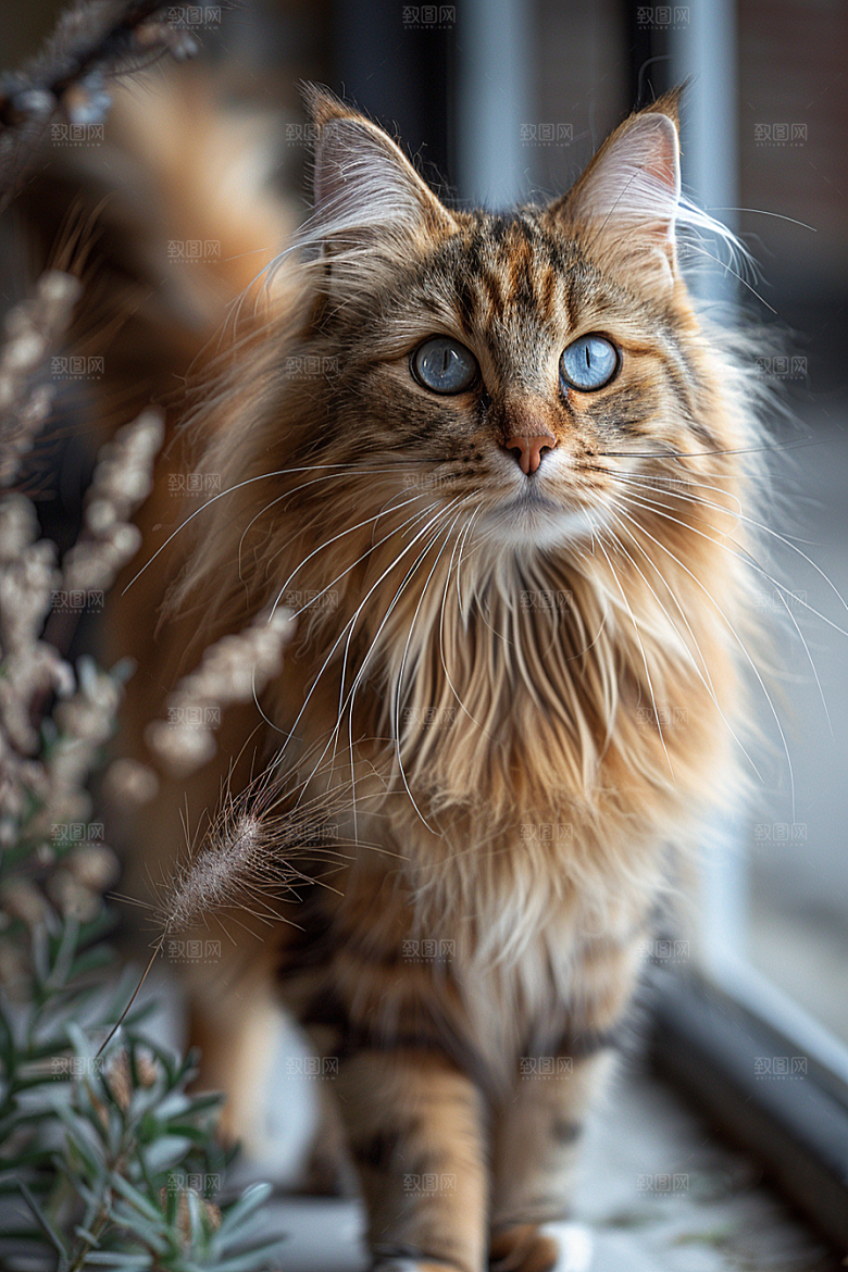 缅因猫毛茸茸高清摄影图