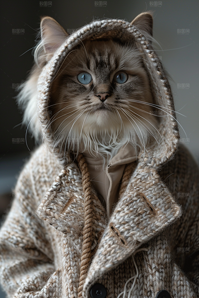 缅因猫高清毛茸茸摄影图