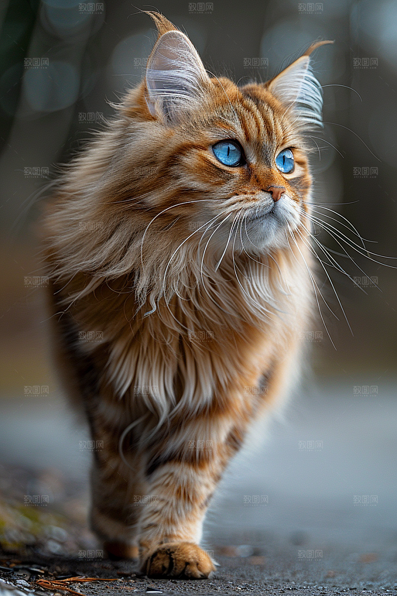 缅因猫毛茸茸陪伴摄影图