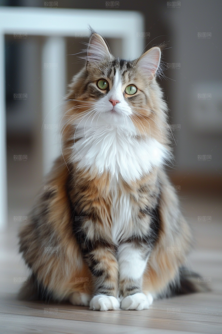 缅因猫宠物猫毛茸茸摄影图