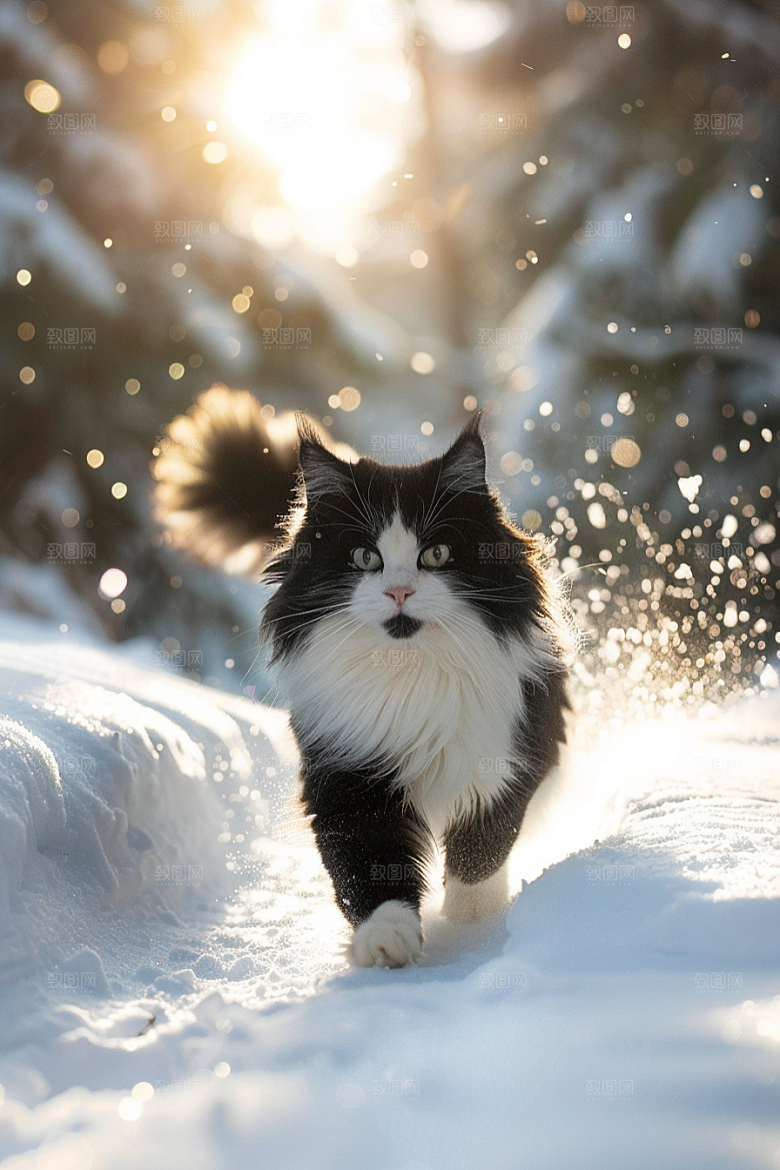 缅因猫长毛猫可爱摄影图
