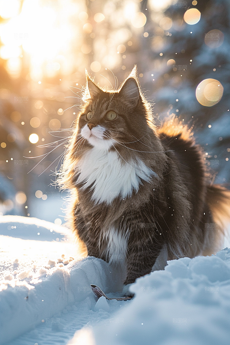 缅因猫高清宠物猫摄影图