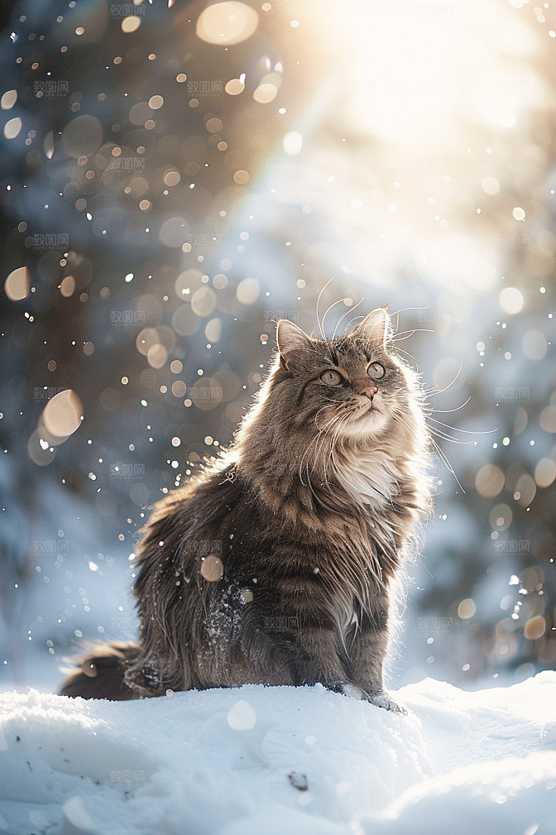 缅因猫宠物猫可爱摄影图