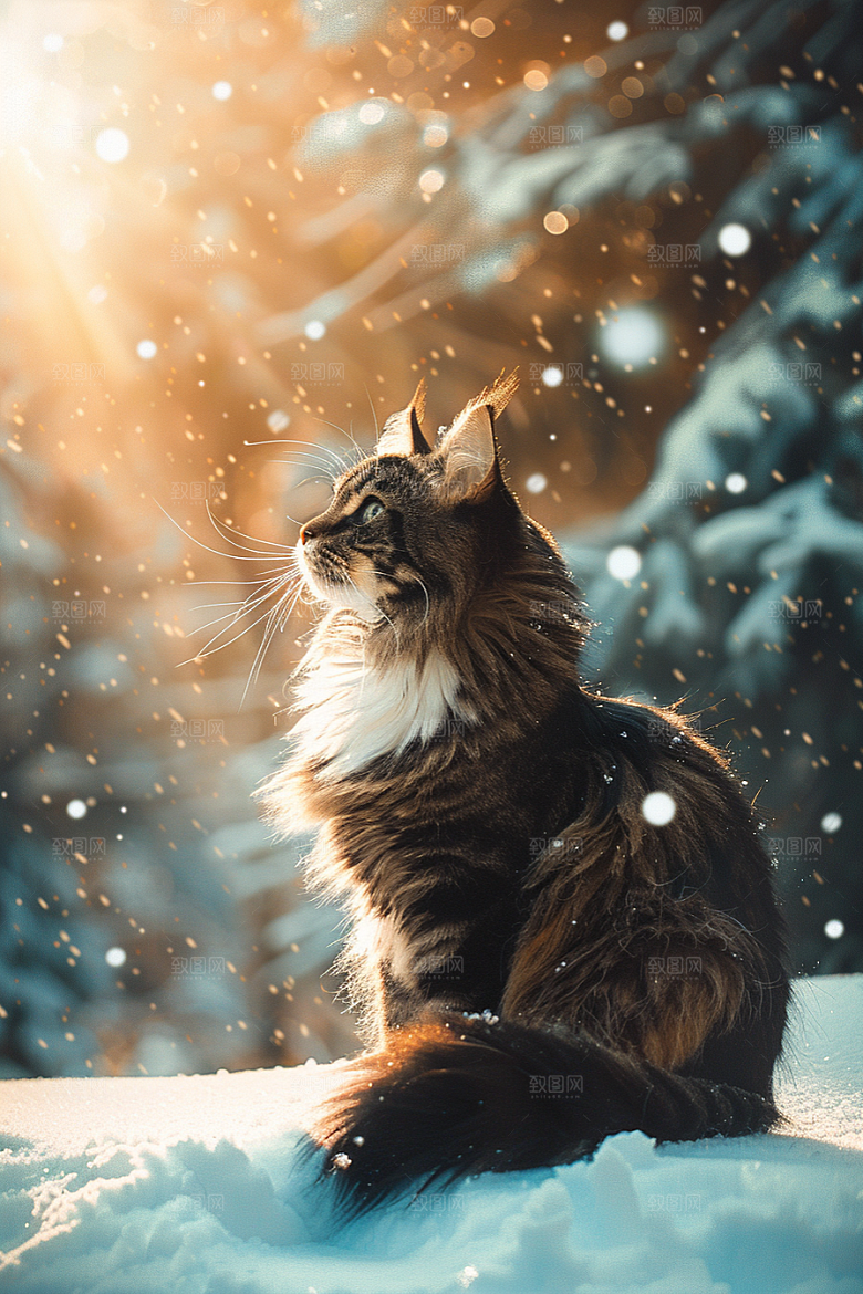 缅因猫高清毛茸茸摄影图