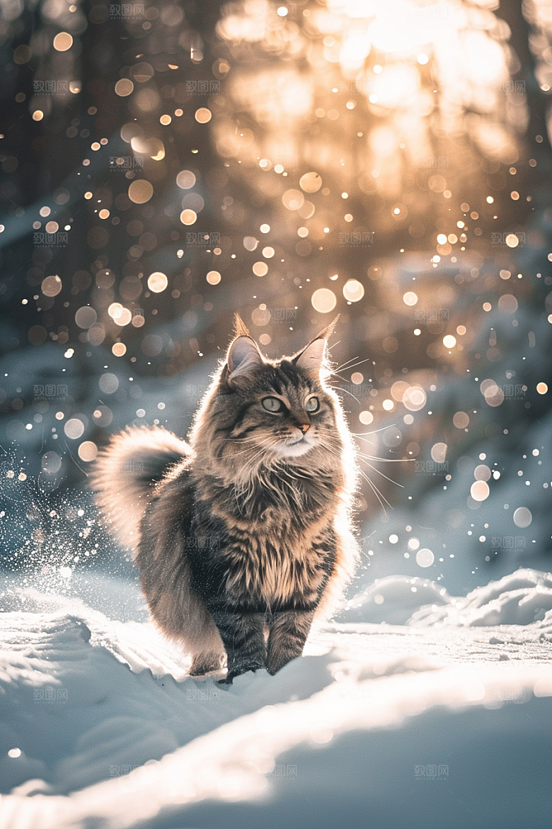 缅因猫陪伴高清摄影图