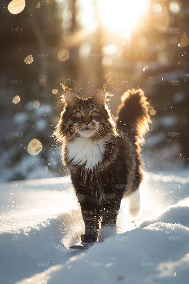 缅因猫宠物猫高清摄影图