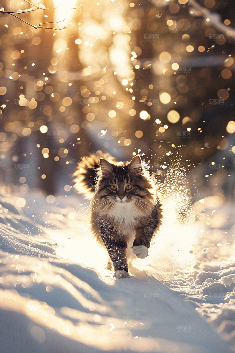 缅因猫高清陪伴摄影图