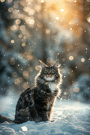 缅因猫毛茸茸高清摄影图