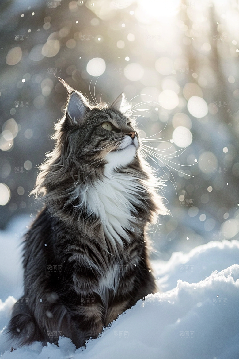 缅因猫长毛猫小动物摄影图