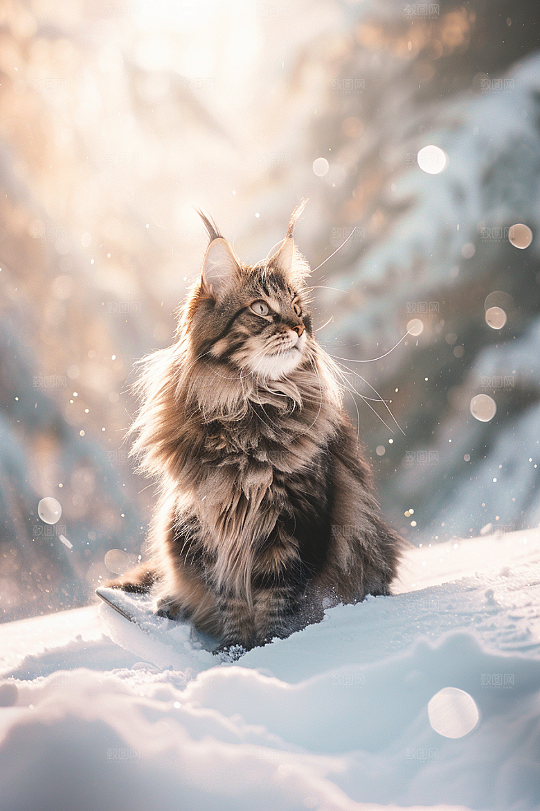 缅因猫可爱毛茸茸摄影图