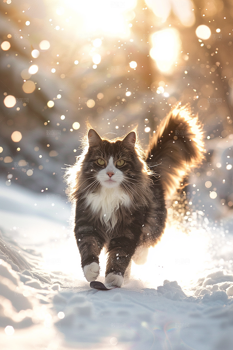缅因猫毛茸茸养宠摄影图